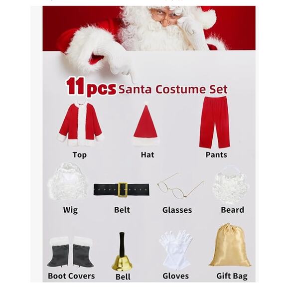 Men's Deluxe Santa Suit 11pc. Velvet Adult  LARGE - Picture 3 of 6
